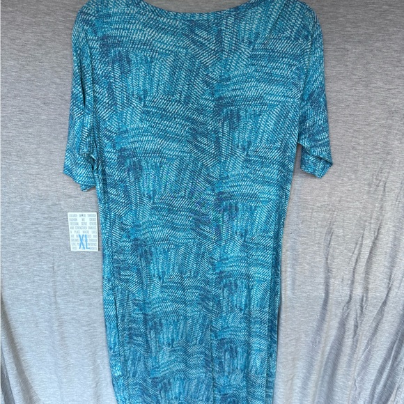 Brand New LuLaRoe Size XL Teal, Dark Teal & White Julia Dress - Picture 2 of 7